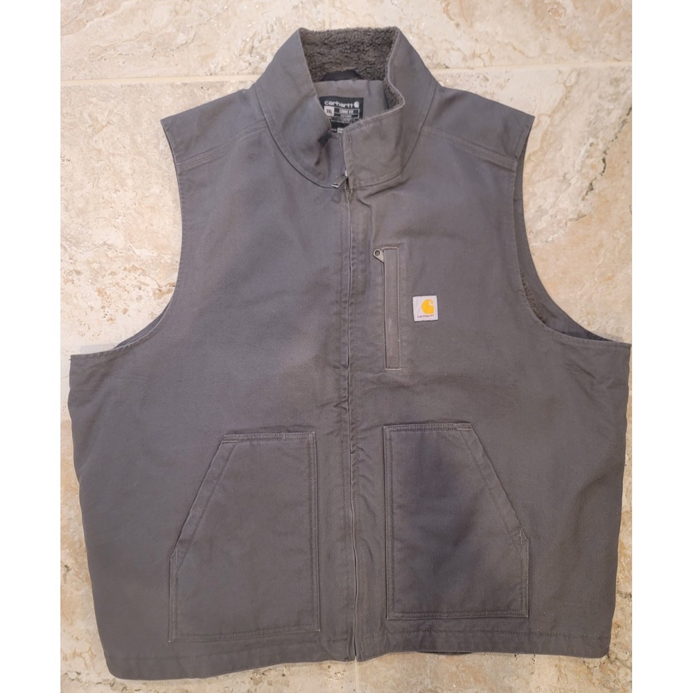 Carhartt Vest Duck Sherpa-Lined Mock Neck Gray 0V4277-M 3XL
